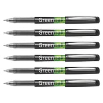 Lot de 6 stylos roller encre liquide Pilot Greenball 7 pointe moyenne noir