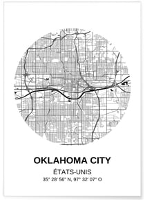 Affiche Carte Oklahoma City | A3 : 29,7x42cm