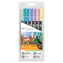 Lot de 6 feutres double pointe - TOMBOW - Couleurs pastel