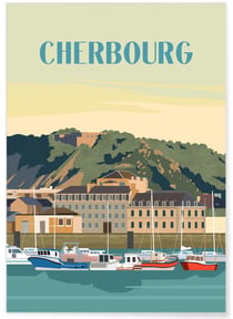 Affiche ville Cherbourg | A3 : 29,7x42cm