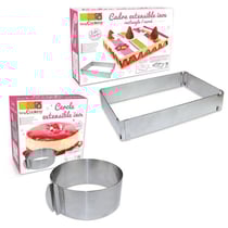 2 cadres pâtisserie extensibles - cercle & rectangle