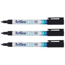 Lot de 3 marqueurs permanents indélébiles pointe conique 1 mm - ARTLINE - Noir - 770