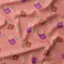 Tissu Velours milleraies imprimé Nava fleuris sur fond Rose sorbet