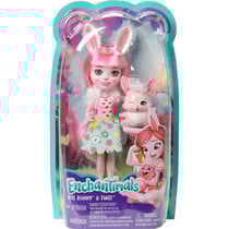 Enchantimals poupee bree bunny et twist le lapin - figurine 15 cm - animal - mattel fxm73