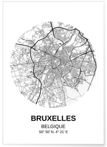 Affiche Carte Bruxelles | A3 : 29,7x42cm