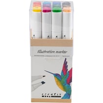 Feutres à alcool double pointe - Couleurs Classiques - 12 pcs