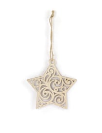 Etoile de Noël en bois à suspendre 11 cm