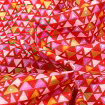 Tissu Gustav Klimt Triangles dorés sur fond Rouge