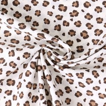 Tissu Popeline de Coton fauve Ornella sur fond Beige clair - Au mètre