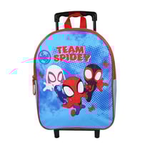 Bagtrotter - Spider-Man - Sac à Dos Scolaire à Roulettes - Bleu Ciel - 1 Compartiment Zippé - Bretelles Matelassées - 25x12x32cm - Matière Polyester - Sac à Dos Scolaire Maternelle