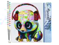 Peinture par Numéro Figured'Art - Petit Panda et Casque - Kit de Loisir Créatif DIY Numéro d'Art Complet - 40x50cm sans châssis en bois