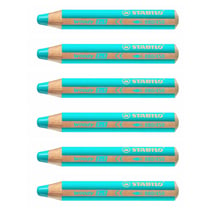 Crayon de couleur STABILO WOODY 3 en 1 - Extra large - Cyan - Lot de 6