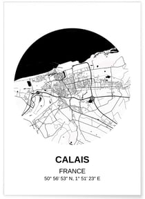 Affiche Carte Calais | A3 : 29,7x42cm