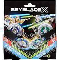 Coffret pack 2 toupies beyblade x star wars : obi-wan kenobi 4-60p + general grievous 3-80hn - type balance et équilibre - pack toupie et lanceur - hasbro f9589