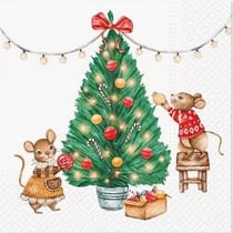 4 serviettes en papier découpage collage 33 cm SOURIS DE NOEL SAPIN N 612