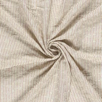 Tissu Popeline de Coton  Brodé petites fleurs rayures Blanc sur fond Beige