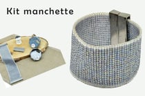 Kit bracelet manchette grosse perle Miyuki 10/0 tissé Bleu ciel
