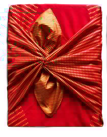 Papier Cadeau Réutilisable Emballage Furoshiki Coton Recyclé : La Poule aux Œufs d'or Rouge Coquelicot(Taille L) 85x85 cm collection monochrome