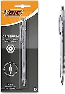 BIC Criterium Luxe - Porte-Mines avec Mine Graphite HB Très Robuste (2 mm) - Corps Chromé, Blister de 1