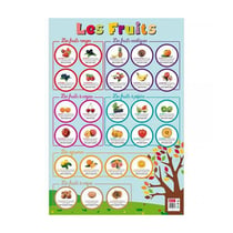 Poster pédagogique - J'apprends les fruits - 52x76cm - A afficher - Bouchut