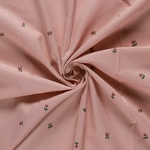 Tissu Velours milleraies Apolline fleurs Roses sur fond Rose Pâle