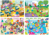 4 puzzles progressifs les animaux : a l'ecole - a la piscine - en cours de musique - au parc 20 - 40 - 60 - 80 pieces - educa 18904