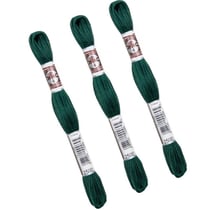 Lot de 3 échevettes 10m DMC Fil retors mat canevas tapisserie 100% coton vert forêt 2500