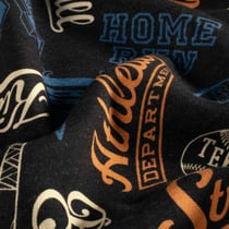 Tissu Sweat envers molletonné Maxime baseball sur fond Bleu marine