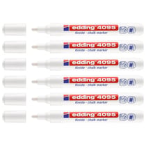 Lot de 6 marqueurs craie liquide EDDING 4095 - Blanc - Pointe ronde 2-3 mm