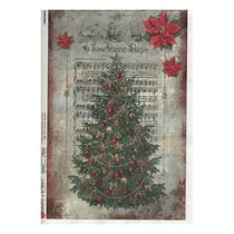 1 feuille de papier de riz 22.5 x 32 cm découpage collage Paper Designs SAPIN DE NOEL FLEUR PARTITION 0340