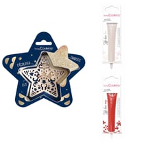 Kit pour biscuit en relief Étoile + 2 Stylos au chocolat blanc et rouge
