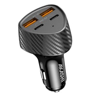 Akashi Chargeur Voiture Fast Charging 50W 2x USB-C / 2x USB Power Delivery Noir