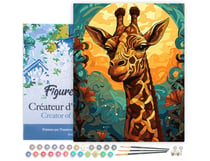 Peinture par Numéro Figured'Art avec Cadre - Girafe Art Déco - Kit de Loisir Créatif DIY Numéro d'Art Complet - 40x50cm toile tendue sur châssis