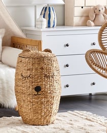 Panier en Fibre Tissé de Jacinthe D'Eau en Forme d'Ours Chambre Enfants Jouets et Rangement