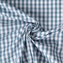 Tissu Rayures Laury Petits carreaux 5 mm Bleu canard