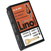 Coffret - Initiation à la linogravure - 5 gouges - Manche - Extracteur - Brause