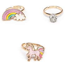 Set de 3 bagues ajustables Licorne arc en ciel