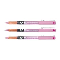 Lot de 3 stylos roller Hi-Tecpoint V5 Pilot encre liquide pointe fine rose