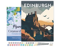 Peinture par Numéro Figured'Art avec Cadre - Affiche Vintage Édimbourg - Kit de Loisir Créatif DIY Numéro d'Art Complet - 40x50cm toile tendue sur châssis