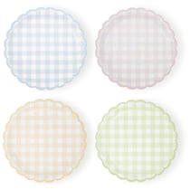 8 Assiettes Festonnée Vichy Pastel