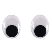 Yeux mobiles en plastique à coller, ø 18 mm, 10 pces, ovale, noir / blanc