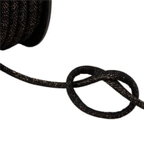 Bobine 25m cordon tresse métallisé noir/or 6mm