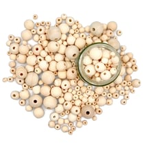 Perles rondes en bois 0,8 à 2,3 cm 385 pièces