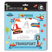 MégaCréa DIY - Stickers à colorier 3 à 14 cm Transports 8 feuilles