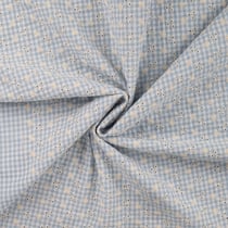 Tissu Seersucker brodé Carreaux Rayures Bleu