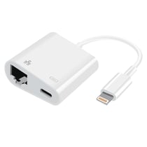 Adaptateur Lightning vers Ethernet + Lightning Charge Connexion Internet Blanc