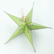 Etoile en papier 5 pièces Vert/Or