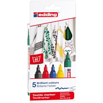 Lot de 6 marqueurs textiles EDDING 4500 - Couleurs basiques - Pointe 2-3 mm
