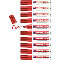 Marqueur permanent pointe large 3-4 mm - EDDING - Rouge - Corps aluminium - Lot de 10