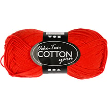 Fil de coton, dim. 8/4, L : 170 M, rouge, 50 gr/ 1 boule